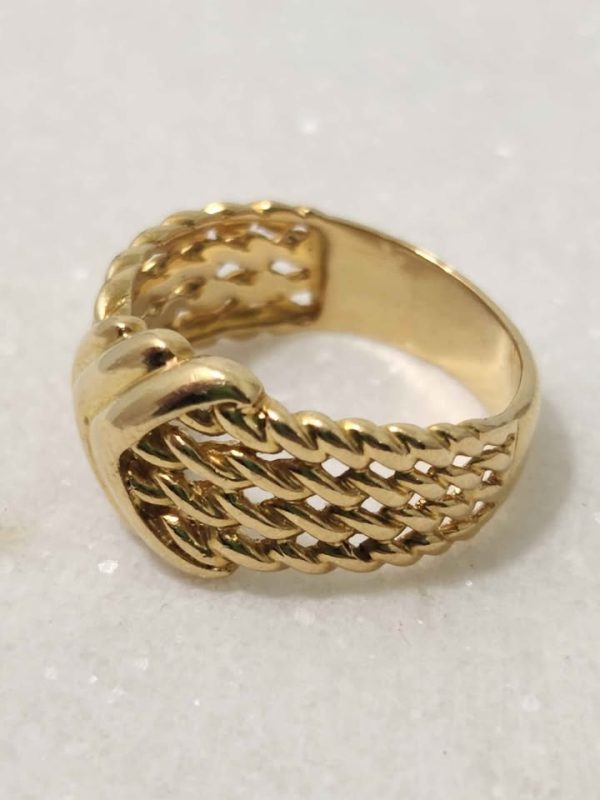 UNISEX 18CT YELLOW GOLD BELT SHARP RING #GN380738 - Image 2