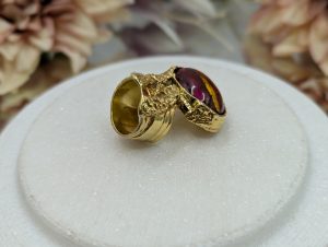 Ladies Yves Saint Laurent Gold Metal and Red Stone Dress Ring - BP385321