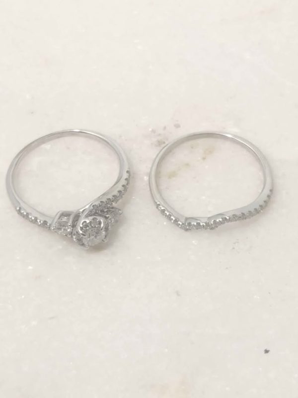 14CT WHITE GOLD BRIDAL SET RINGS #GN382530 - Image 11