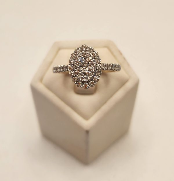 Ladies 9CT Yellow Gold and Diamond Illusion Halo Ring - IP383496 - Image 3