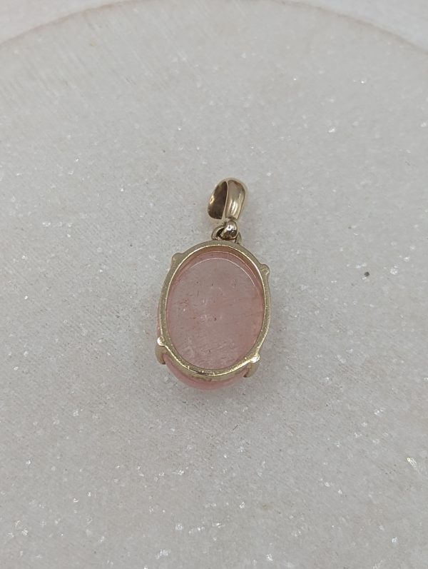 Ladies 9CT Yellow Gold Rose Quartz Pendant (3.8gms) - BP325749 - Image 6