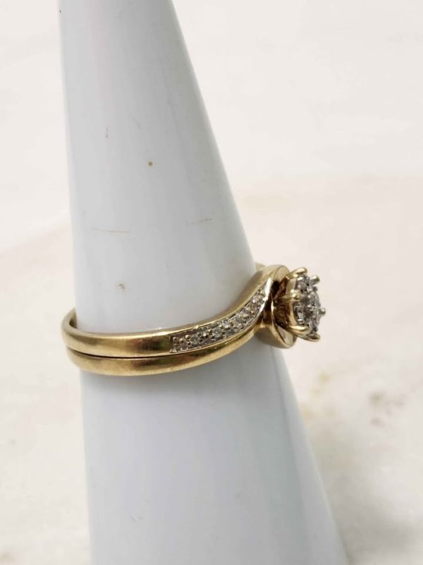 9CT YELLOW GOLD BRIDAL RING SET #GN385757 - Image 10