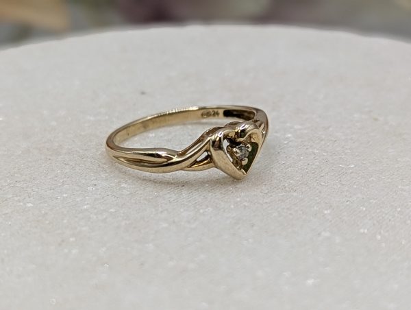 Ladies 18CT Yellow Gold Heart Styled Clear Stone Ring (1.3gms) - BP335713 - Image 7