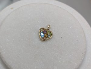 Ladies 9CT Yellow Gold Coloured Stone Heart Pendant (2.1gms) - BP335158-1