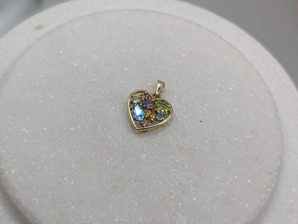 Ladies 9CT Yellow Gold Coloured Stone Heart Pendant (2.1gms) - BP335158-1