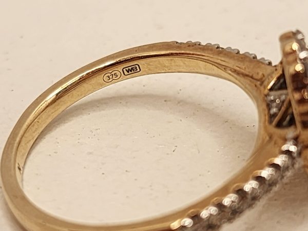 Ladies 9CT Yellow Gold and Diamond Illusion Halo Ring - IP383496 - Image 15