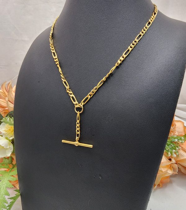 Ladies 9ct Yellow Gold Figaro Fob Chain - IP378339 - Image 11
