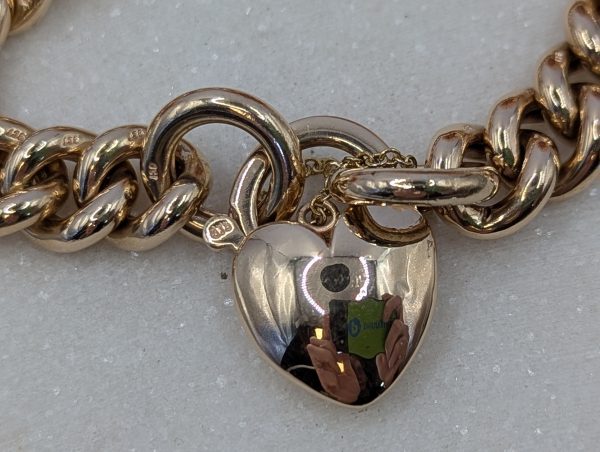 Ladies 9CT Rose Gold Curblink Heart Locket Bracelet (33.32gms) - BP348225 - Image 5