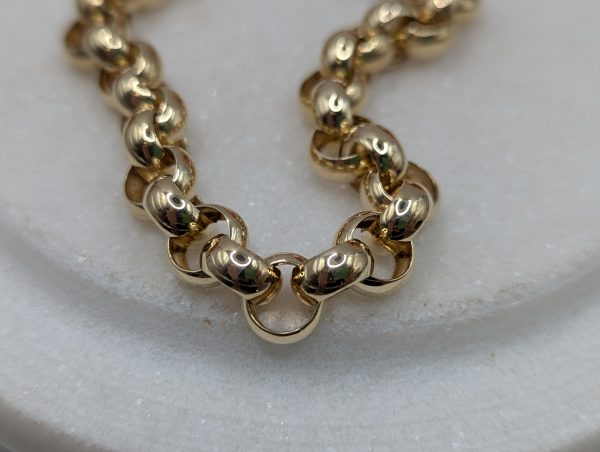 Ladies 9CT Yellow Gold Belcher and Red Stone Heart Locket Bracelet (23.99gms) - BP336070 - Image 4