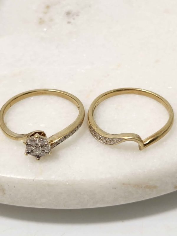 9CT YELLOW GOLD BRIDAL RING SET #GN385757 - Image 12
