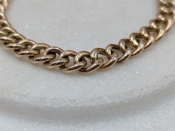 Ladies 9CT Yellow Gold Curb Chain Heart Locket Bracelet (13.75gms) - BP271567 - Image 3
