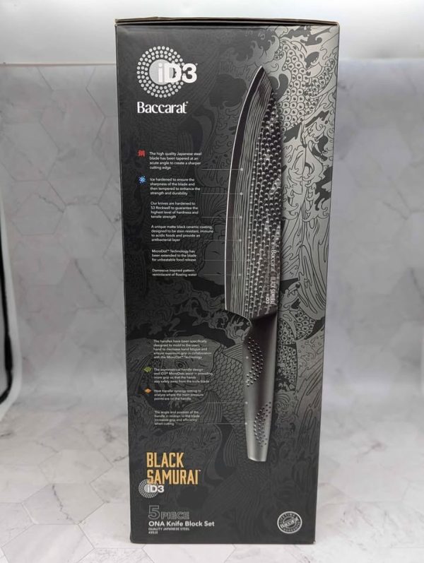 Baccarat iD3 5 Pce Black Samurai Japanese Steel Knife ONA Block Set - BP381898 - Image 4