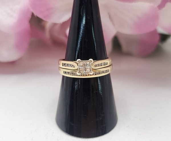 Ladies 9Ct Yellow Gold Illusion Diamond Ring Set - IP344310 - Image 10