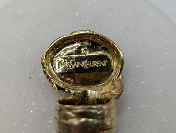 Ladies Yves Saint Laurent Gold Metal and Blue Stone Dress Ring - BP385321-1 - Image 3