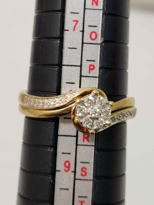 9CT YELLOW GOLD BRIDAL RING SET #GN385757 - Image 14