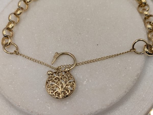 Ladies 9CT Yellow Gold Tree of Life Locket Belcher Chain Bracelet (14.75gms) - BP334802 - Image 7