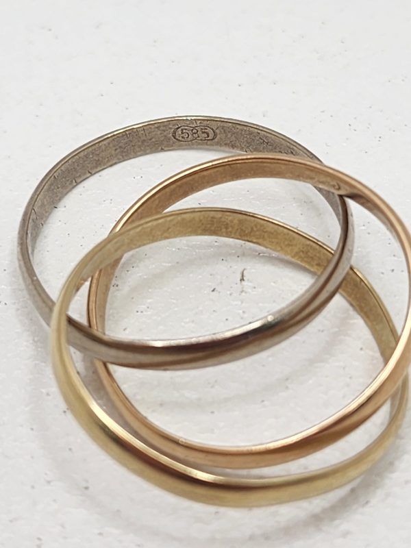 9CT Russian Wedding Band White, Yellow, Rose Gold - IP344696 - Image 13