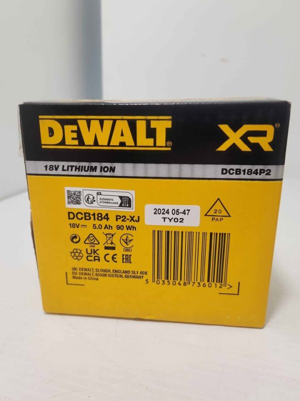 DEWALT BATTERY DCB184P2 #GN383590 - Image 3