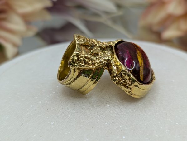 Ladies Yves Saint Laurent Gold Metal and Red Stone Dress Ring - BP385321 - Image 4