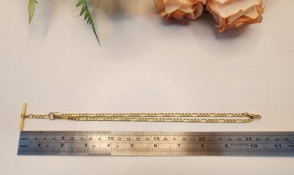 Ladies 9ct Yellow Gold Figaro Fob Chain - IP378339 - Image 7
