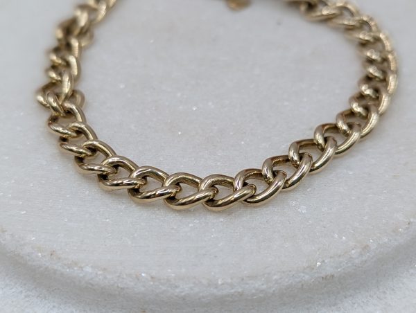 Ladies 9CT Yellow Gold Curb Chain Heart Locket Bracelet (19.56gms) - BP320646 - Image 3