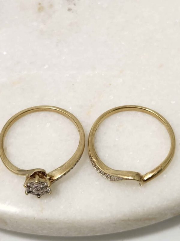 9CT YELLOW GOLD BRIDAL RING SET #GN385757 - Image 6