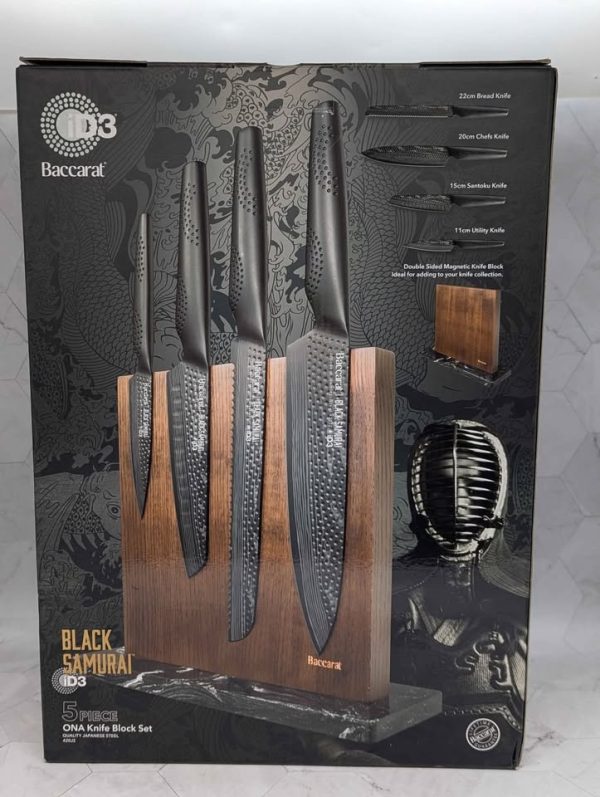 Baccarat iD3 5 Pce Black Samurai Japanese Steel Knife ONA Block Set - BP381898 - Image 3