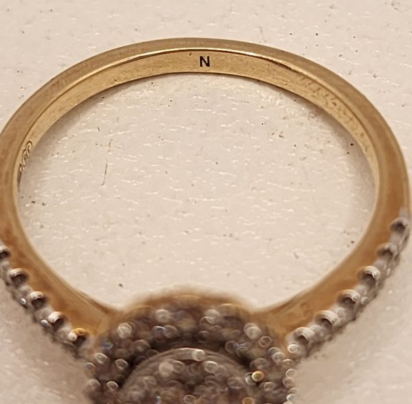 Ladies 9CT Yellow Gold and Diamond Illusion Halo Ring - IP383496 - Image 6