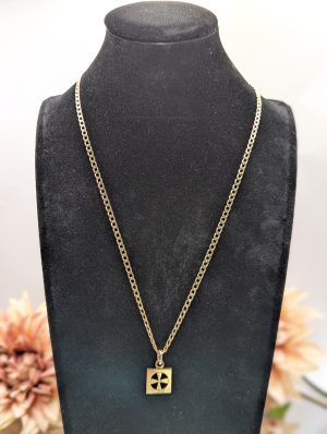 Unisex 10CT Yellow Gold Cuban Chain Necklace w/ 9CT Bushido Cross Pendant (7.4gms) - BP376193
