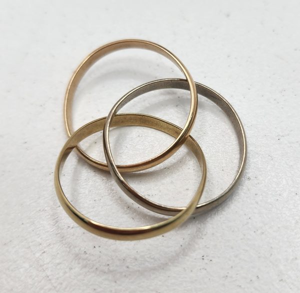 9CT Russian Wedding Band White, Yellow, Rose Gold - IP344696 - Image 2