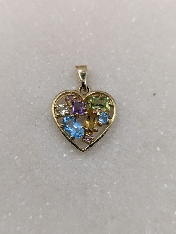Ladies 9CT Yellow Gold Coloured Stone Heart Pendant (2.1gms) - BP335158-1 - Image 2