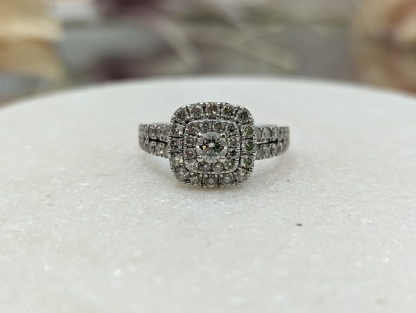 Ladies 18CT White Gold Halo Diamond Ring (5.5gms) - BP335486 - Image 2