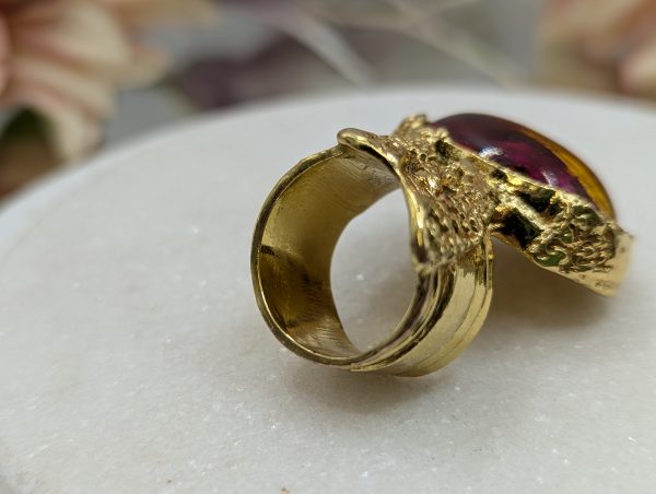 Ladies Yves Saint Laurent Gold Metal and Red Stone Dress Ring - BP385321 - Image 6