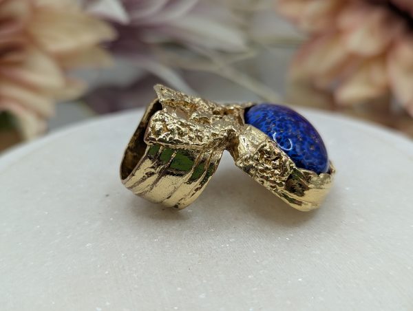 Ladies Yves Saint Laurent Gold Metal and Blue Stone Dress Ring - BP385321-1 - Image 6