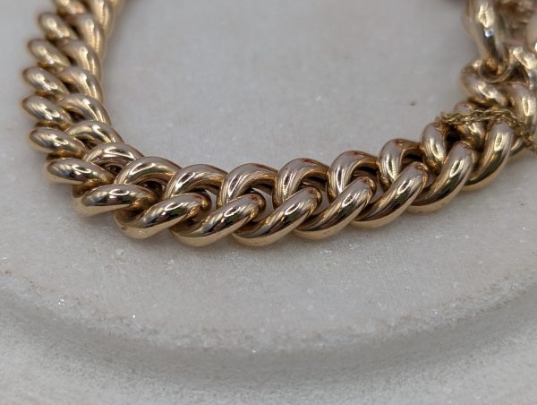 Ladies 9CT Rose Gold Curblink Heart Locket Bracelet (33.32gms) - BP348225 - Image 3