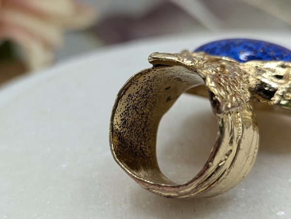 Ladies Yves Saint Laurent Gold Metal and Blue Stone Dress Ring - BP385321-1 - Image 4