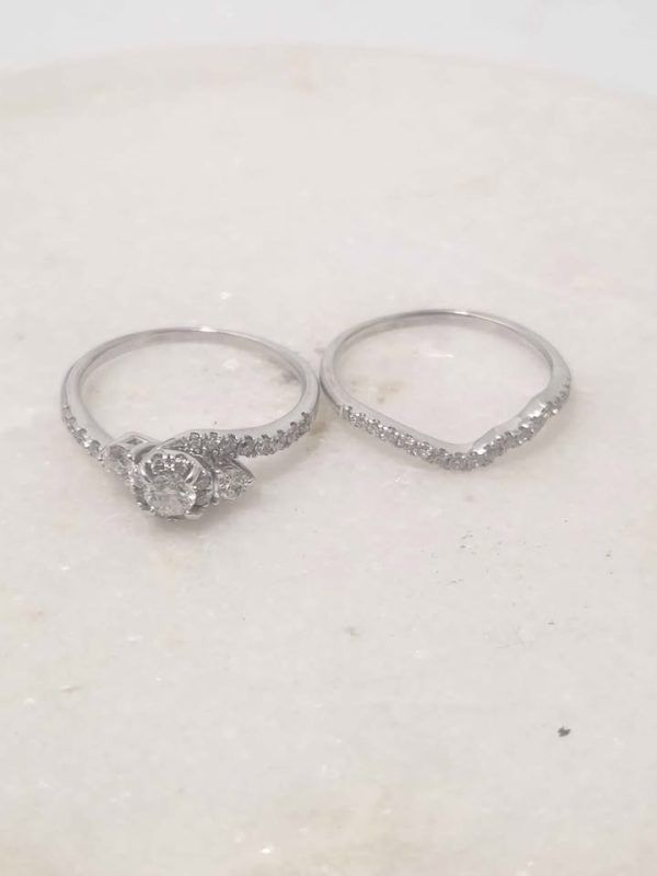 14CT WHITE GOLD BRIDAL SET RINGS #GN382530 - Image 7