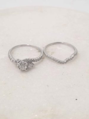 14CT WHITE GOLD BRIDAL SET RINGS #GN382530