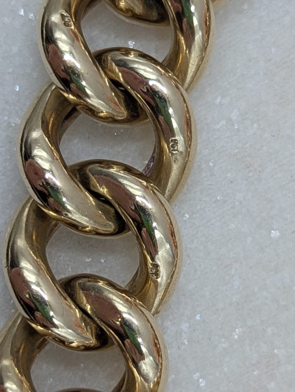 Ladies 9CT Yellow Gold Chunky Curblink Heart Locket Bracelet (49.66gms) - BP338070 - Image 5
