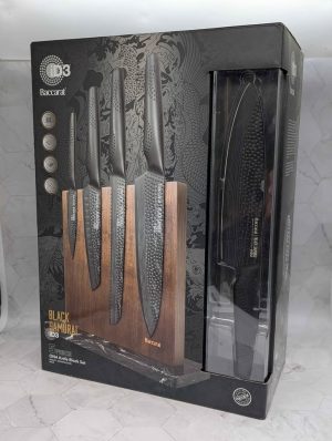 Baccarat iD3 5 Pce Black Samurai Japanese Steel Knife ONA Block Set - BP381898