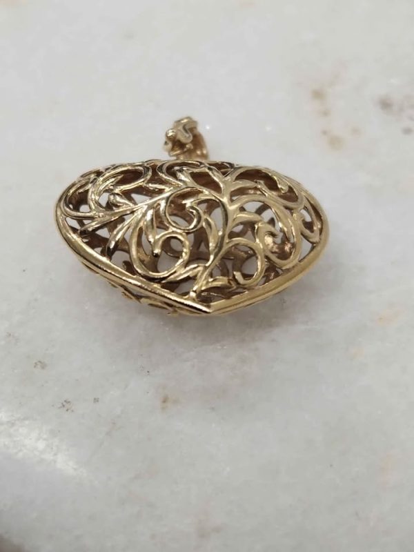 9CT YELLOW GOLD HOLLOW HEART PENDANT #GN388408-1 - Image 4