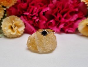 9ct Yellow Gold Dark Blue Stone Ring TW378824