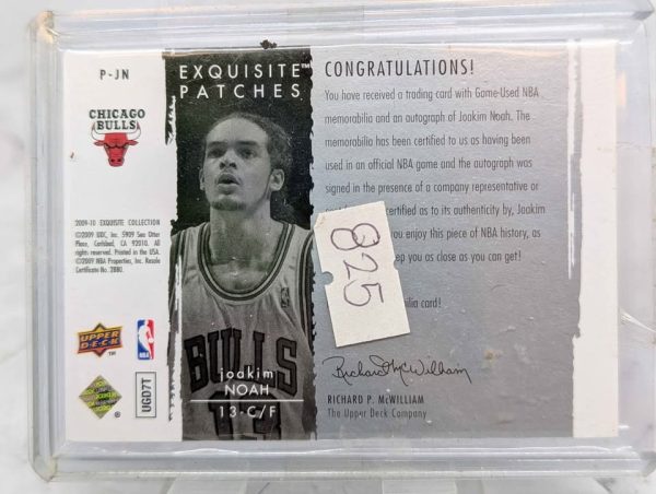 Upper Deck NBA Bulls Joakim Noah Autographed Game-Used Memorabilia and Card (29/50) - BP374646-5 - Image 4