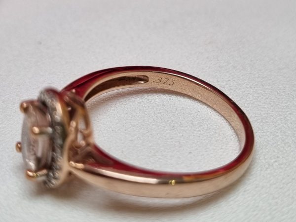 9ct Rose Gold Pink Stone Halo Ring TW376103 - Image 9