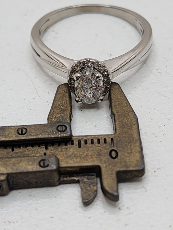 Ladies 14CT White Gold Diamond Oval Halo Ring - IP354512 - Image 14