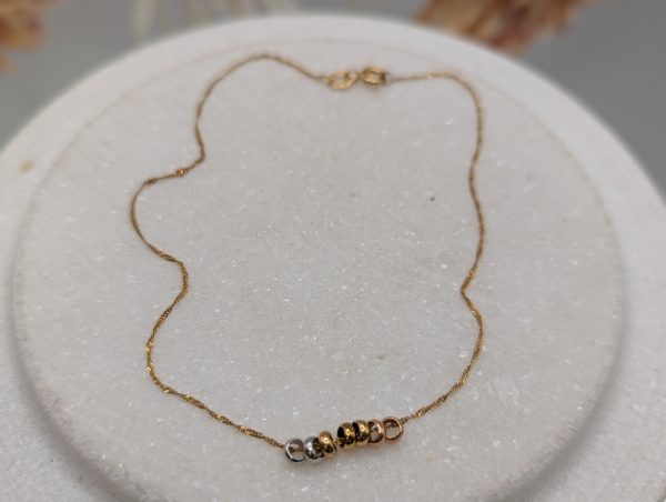 Ladies 9CT Yellow, White and Rose Gold Anklet (0.7gms) - BP366093