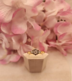 Ladies 18CT Yellow Gold Flower Design Diamond Ring - IP384792