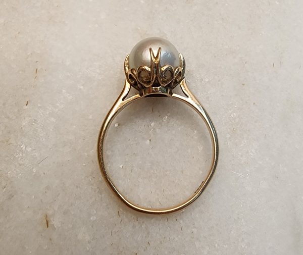 Ladies 14CT Yellow Gold Pearl Ring - IP348499 - Image 2