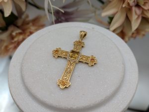 Valuated 18CT Yellow Gold Citrine and Diamond Cross Pendant (21.67gms) - BP367947