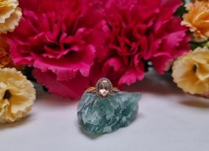 9ct Rose Gold Pink Stone Halo Ring TW376103